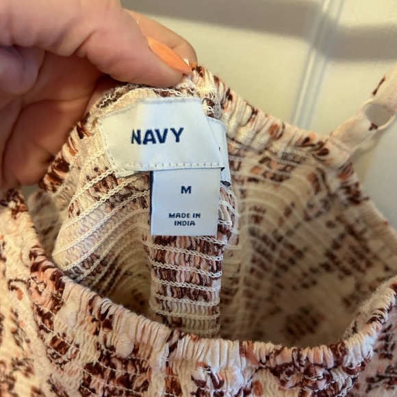 Old Navy Cream and Burgundy Floral Midi Dress - Picture 3 of 4